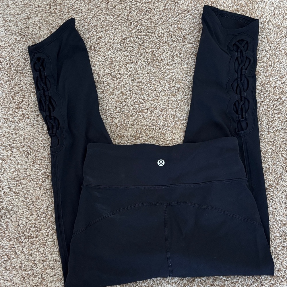 Lululemon Athletica Black Leggings with Lace Detail